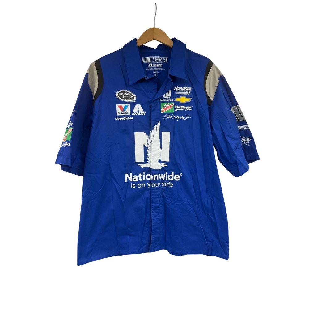 JH Design NASCAR Dale Earnhardt Jr Nationwide Pit Crew Shirt Mens XL Blue 88